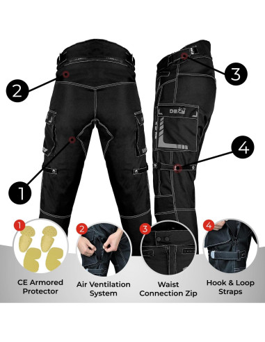 Pantalones de Motocicleta Impermeables para Hombre con Armadura CE