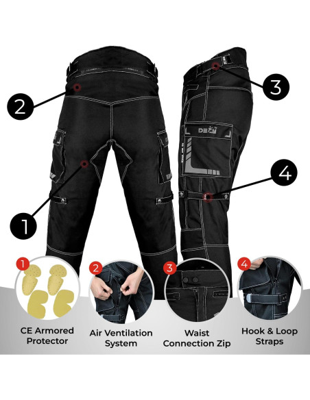 Pantalones de Motocicleta Impermeables para Hombre con Armadura CE