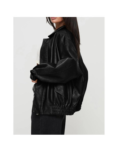 Chaqueta de Cuero Sintético PRETTYGARDEN para Mujeres - Oversized