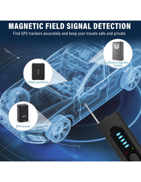 Detector de Cámaras Ocultas BEVECK LF-1, Anti Espía, 6 Niveles