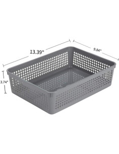 Cestas de Organización de Plástico Esliter 6 Piezas Gris 34x25x9.5cm 2