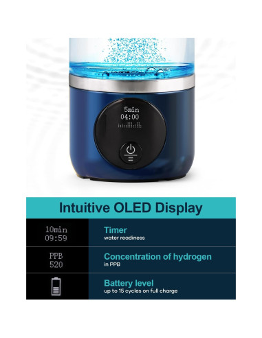 Botella de Agua de Hidrógeno BUZIO 3800ppb con Pantalla OLED