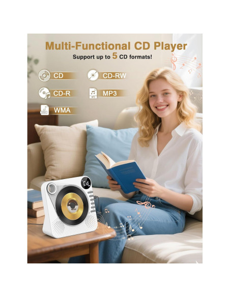 Reproductor de CD Bluetooth Greadio CD86 con altavoces HiFi