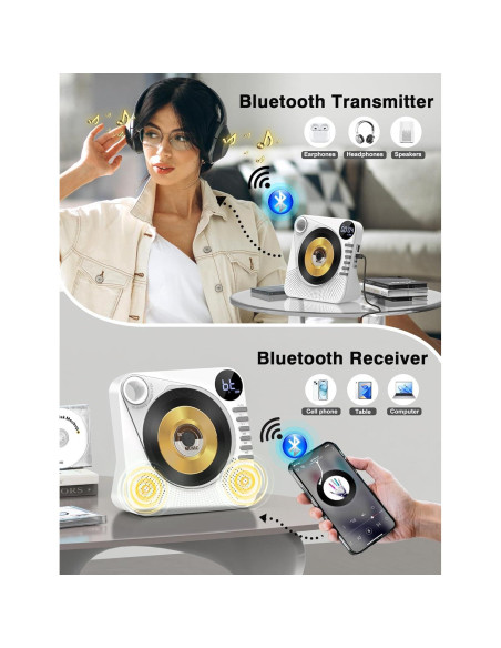 Reproductor de CD Bluetooth Greadio CD86 con altavoces HiFi