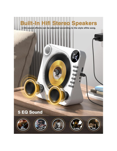 Reproductor de CD Bluetooth Greadio CD86 con altavoces HiFi