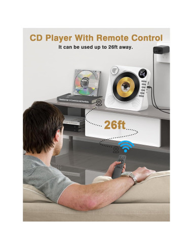 Reproductor de CD Bluetooth Greadio CD86 con altavoces HiFi