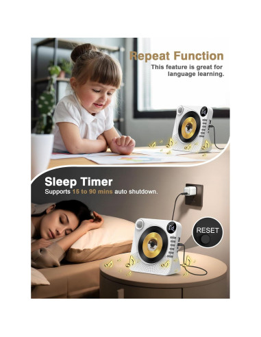 Reproductor de CD Bluetooth Greadio CD86 con altavoces HiFi