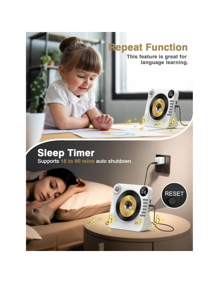 Reproductor de CD Bluetooth Greadio CD86 con altavoces HiFi