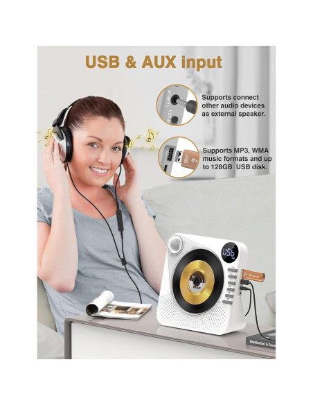 Reproductor de CD Bluetooth Greadio CD86 con altavoces HiFi