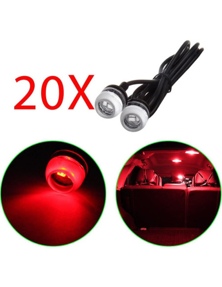 Luz LED Redonda ECCPP 18mm Roja para Niebla y DRL