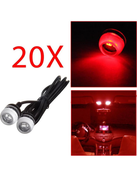 Luz LED Redonda ECCPP 18mm Roja para Niebla y DRL