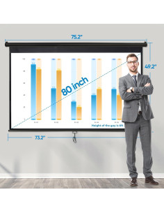 Pantalla de Proyector Retráctil ZENY 203 cm 16:9 para Interior y Exterior 2