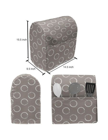 Cubierta para Batidora de Pie Ambesonne Taupe 6-8 Qt con Bolsillos
