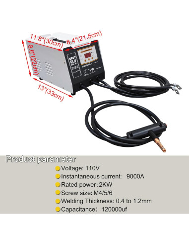 Máquina de Soldadura de Puntos HQHAOTWU 9000A 110V 2KW