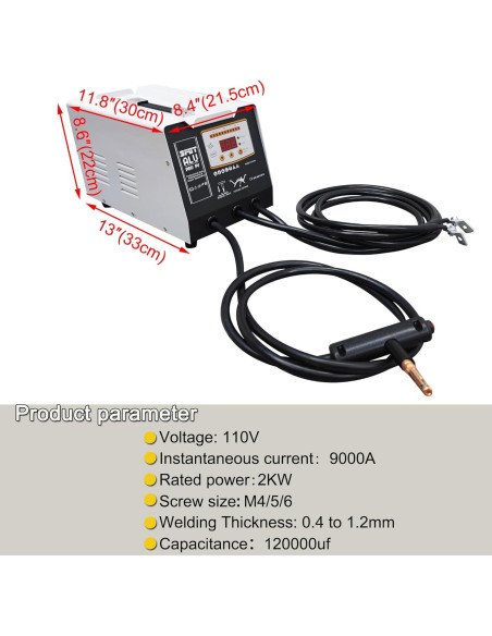 Máquina de Soldadura de Puntos HQHAOTWU 9000A 110V 2KW