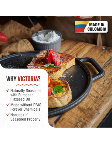 Parrilla Redonda Hierro Fundido Victoria 31.75 cm Sazonada