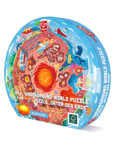 Rompecabezas Mundo Subterráneo Hape 36 Piezas con Luz LED