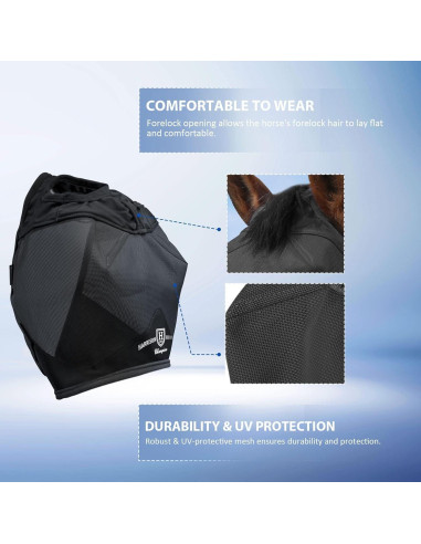 Máscara para Moscas de Caballo Harrison Howard Negra Mediana