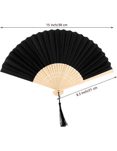 Paquete de 2 Abanicos de Seda y Bambú YOLCAR 38x21 cm 2