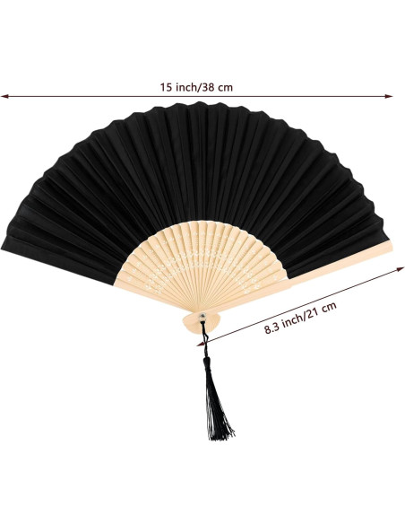 Paquete de 2 Abanicos de Seda y Bambú YOLCAR 38x21 cm