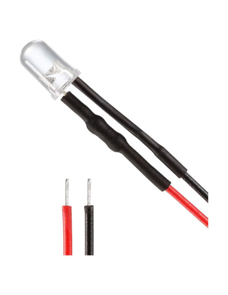 10 LEDs Pre Cableados 5mm uxcell Blanco DC 24V 20cm