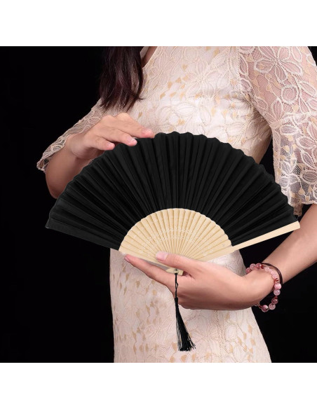 Paquete de 2 Abanicos de Seda y Bambú YOLCAR 38x21 cm