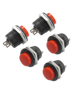 Interruptor de Botón Momentáneo uxcell Rojo 5 Unidades 15mm