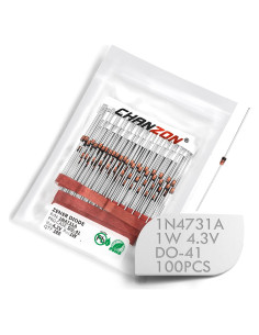Paquete de 100 Diodos Zener Chanzon 1N4731A 1W 4.3V DO-41