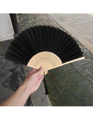 Paquete de 2 Abanicos de Seda y Bambú YOLCAR 38x21 cm