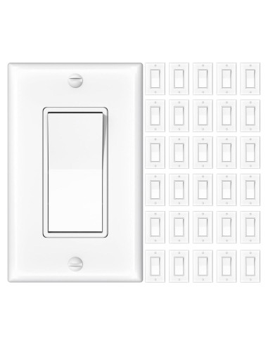Paquete de 30 Interruptores de Luz Amico Polo Único Blanco 15A