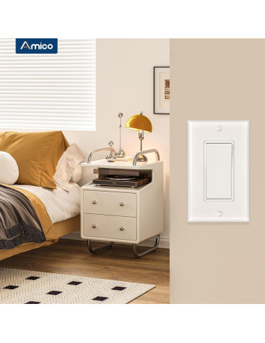 Paquete de 30 Interruptores de Luz Amico Polo Único Blanco 15A