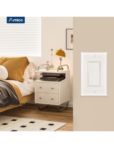 Paquete de 30 Interruptores de Luz Amico Polo Único Blanco 15A