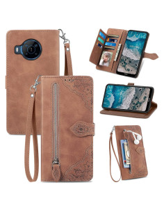 Funda de cuero para Nokia X100 5G con cremallera y soporte