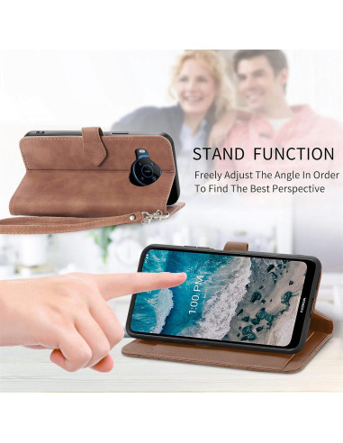 Funda de cuero para Nokia X100 5G con cremallera y soporte