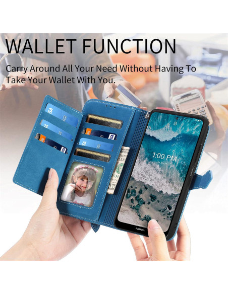 Funda de cuero para Nokia X100 5G con cremallera y soporte