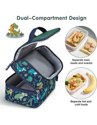 Bolsa de Almuerzo Aislada NOHOO Dinosaurio Verde 6L para Niños