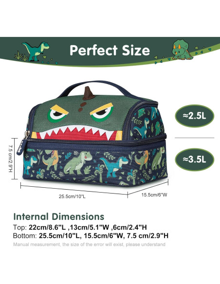 Bolsa de Almuerzo Aislada NOHOO Dinosaurio Verde 6L para Niños