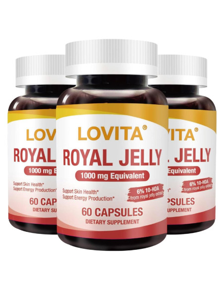 Jalea Real Lovita 333 mg 10-HDA 20 mg 60 Cápsulas Veganas