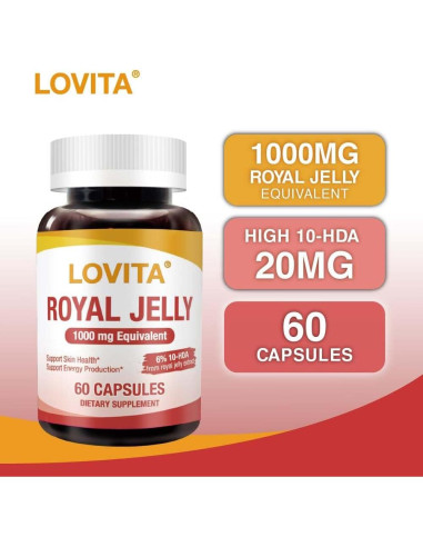 Jalea Real Lovita 333 mg 10-HDA 20 mg 60 Cápsulas Veganas