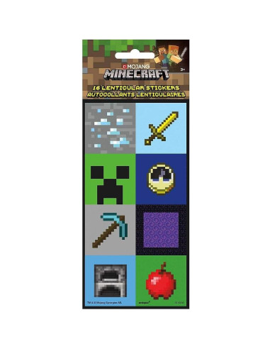 Pegatinas Lenticulares 3D Minecraft Unique - 16 Piezas Multicolor