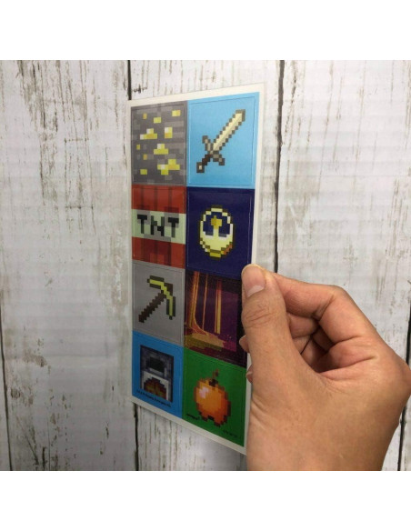 Pegatinas Lenticulares 3D Minecraft Unique - 16 Piezas Multicolor