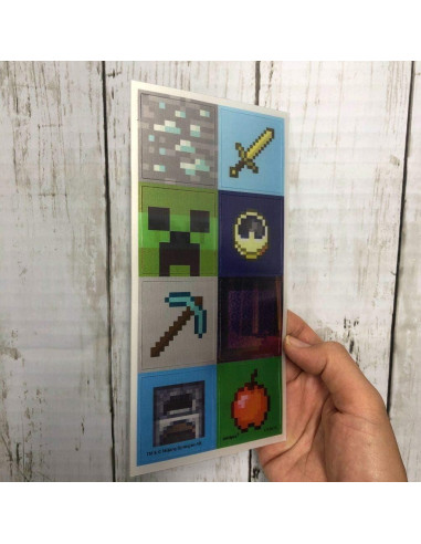 Pegatinas Lenticulares 3D Minecraft Unique - 16 Piezas Multicolor