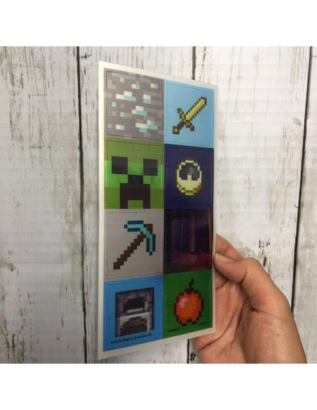 Pegatinas Lenticulares 3D Minecraft Unique - 16 Piezas Multicolor