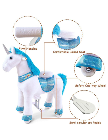 Caballo Unicornio Montable WondeRides Azul 76 cm para Niños 3-4 Años