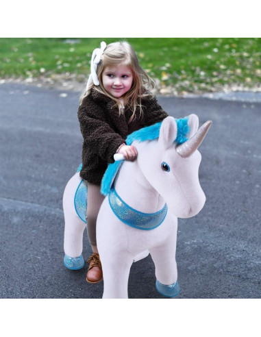 Caballo Unicornio Montable WondeRides Azul 76 cm para Niños 3-4 Años