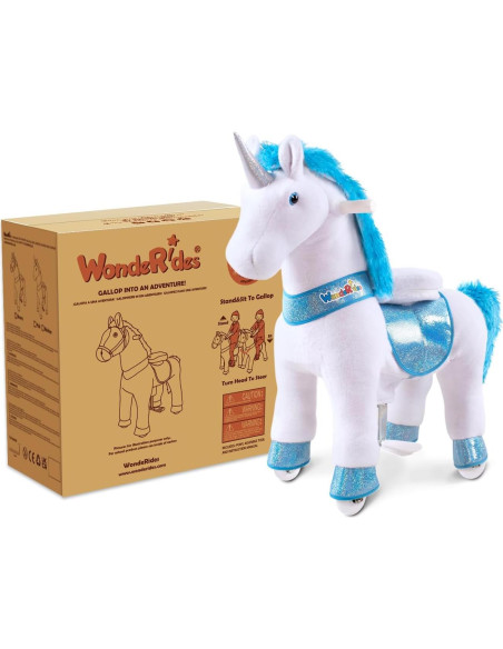 Caballo Unicornio Montable WondeRides Azul 76 cm para Niños 3-4 Años