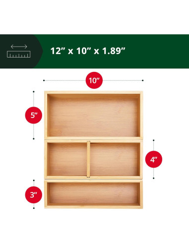 Organizador de Cajones de Bambú Royal Craft Wood - 3 Cajas