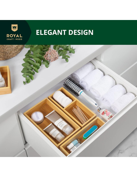 Organizador de Cajones de Bambú Royal Craft Wood - 3 Cajas
