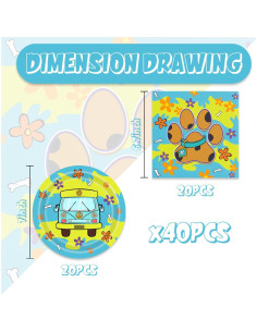 Set de Fiesta Scooby Doo 40pcs Platos y Servilletas para 20 Invitados 2