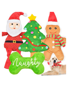 Juguetes para Perros de Navidad Lechong - Paquete de 4 Peluches